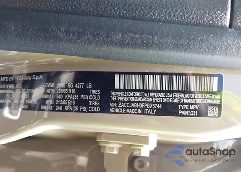 2015 Jeep Renegade Latitude из США, поврежденный, VIN ZACCJABH0FPB75744